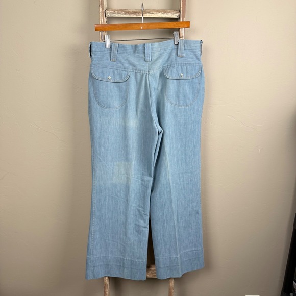Vintage‎ 70s Tobias Blue Flared Hippie Zip Fly Denim Jeans 34x27.5, USA - Picture 4 of 7